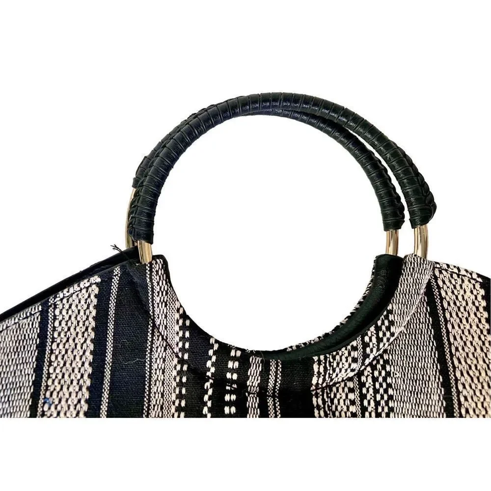 Sole Society Nordstrom Womens Black & White Handbag Tote Boho Purse